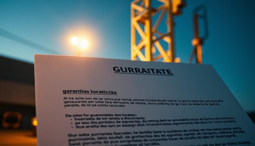 Garantias no contrato de aluguel de torre de iluminação