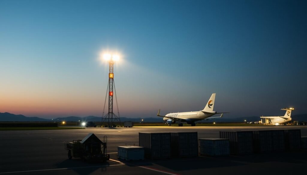 Aluguel de torre de iluminação para aeroportos remotos